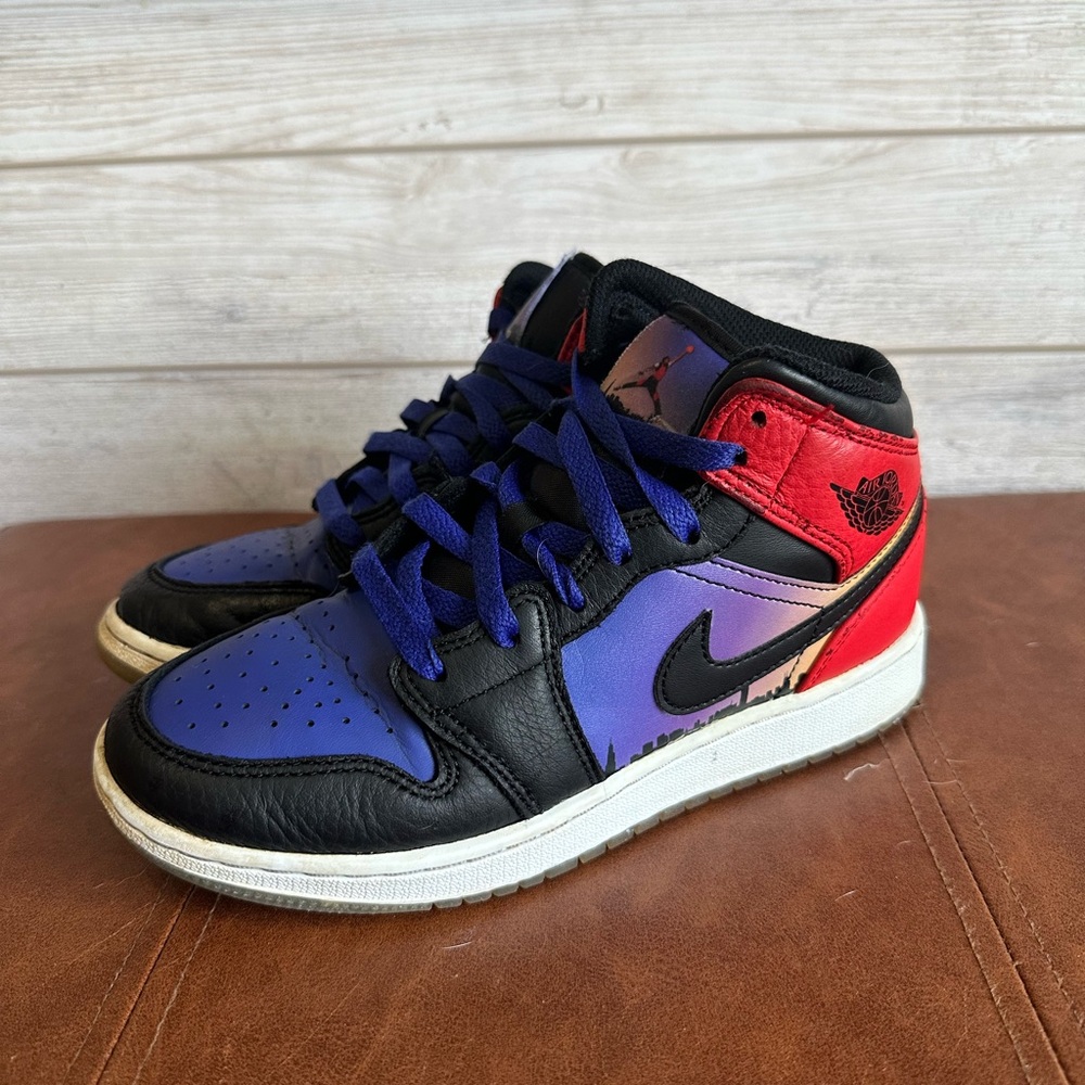 Jordan High-Top Sneakers in Black, Red, and Blue - Picture 4 of 7